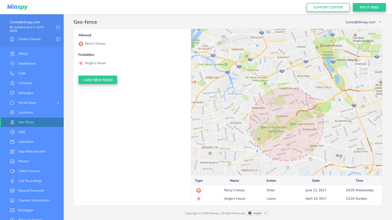 geofence alert Cocospy